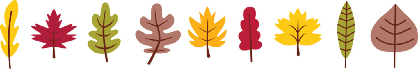 Hand Drawn Fall Leaf Collection Isolated Vector. Ideal for autumn holidays, Thanksgiving, and harvest concepts.