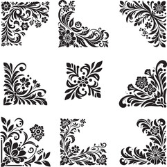 Elegant floral corner designs for sophisticated invitations, cards, and decorative elements