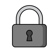 Gray padlock securing information on white surface symbolizing protection and security with a clean and modern aesthetic.