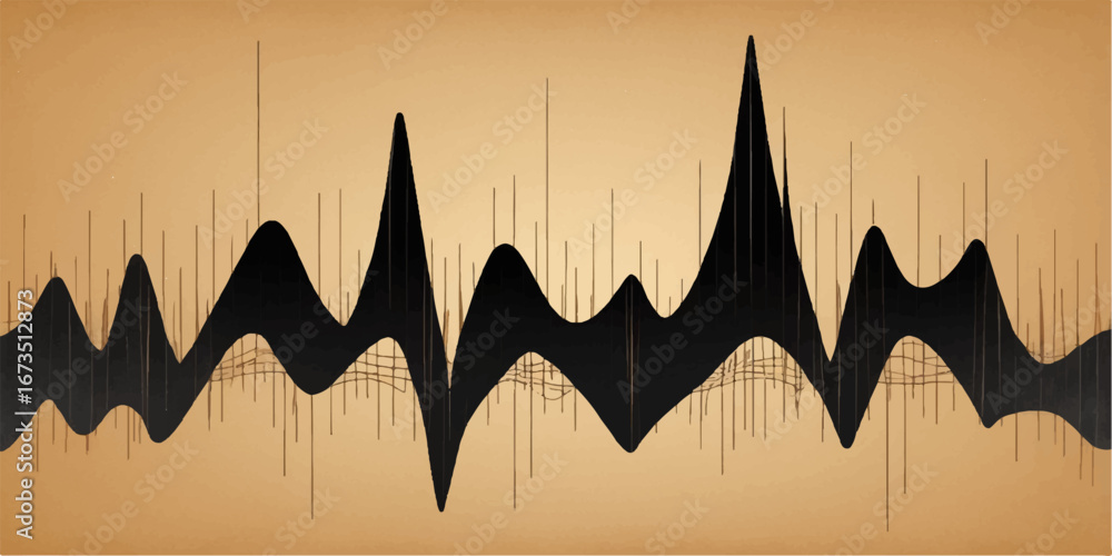 Wall mural abstract illustration of blue waves and lines with a chart diagram on a web technology background