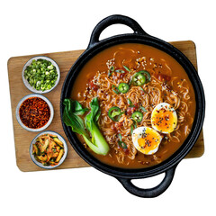 Ramen noodles soup with boiled egg