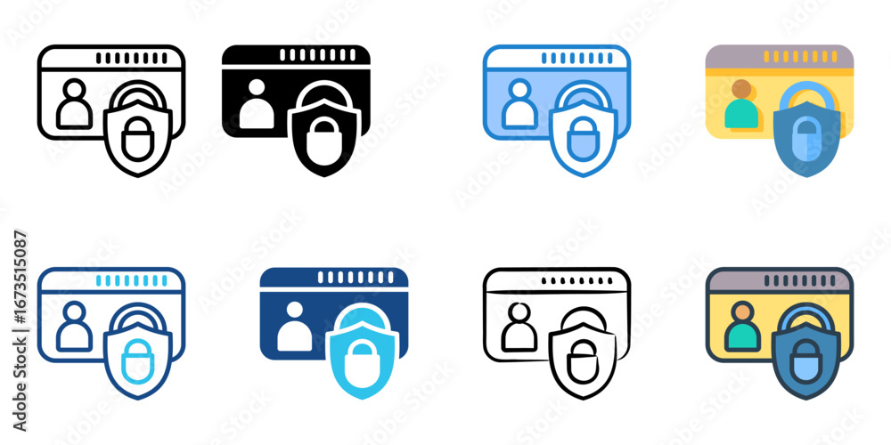 Poster fraud prevention icon set multiple style collection