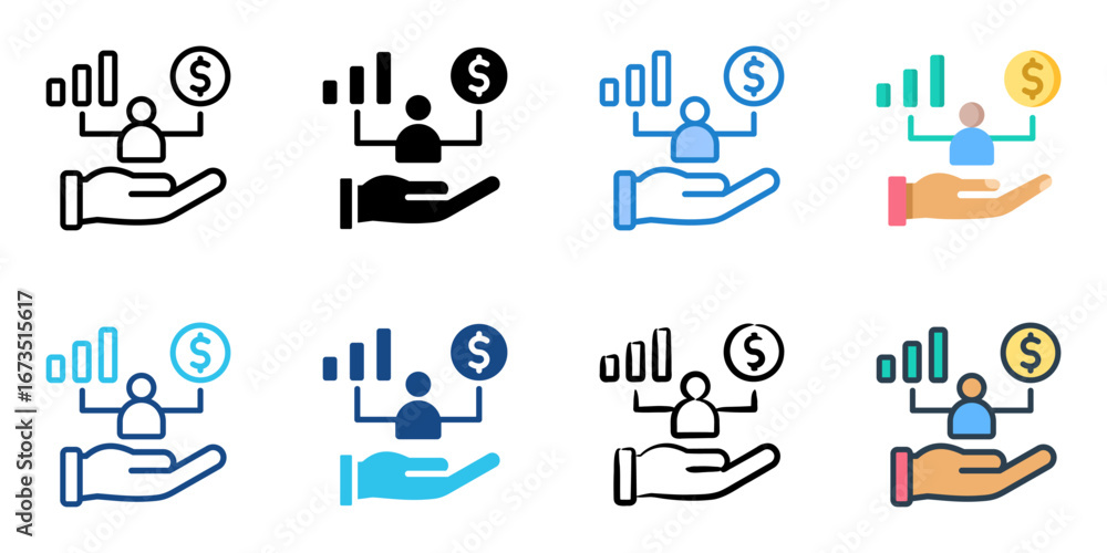 Poster personal finance icon set multiple style collection