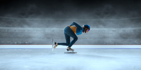 Short Track Speed ​​Skating on 3d ice stadium.