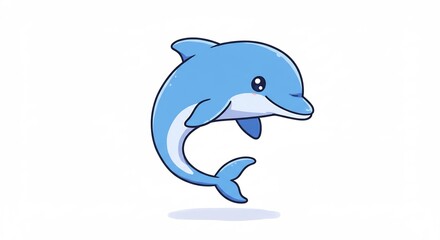 Fototapeta premium 愛らしいイルカ 海中ジャンプ 鮮やか色彩 幸せ表現. AI Generated