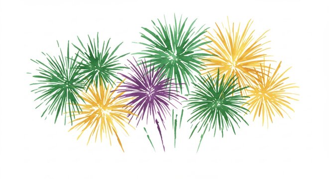 鮮やか花火 夜空彩る 緑黄紫 華麗な瞬間 (Azayaka hanabi yoru sora irodoru midori ki murasaki kareina shunkan) Translation: Vivid fireworks color the night sky, green, yellow, purple, a gorgeous moment.. AI Generated