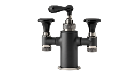 Bottle saver pump with smooth chamfers, tidy proportions and brandless stoppers, isolated on transparent background.
