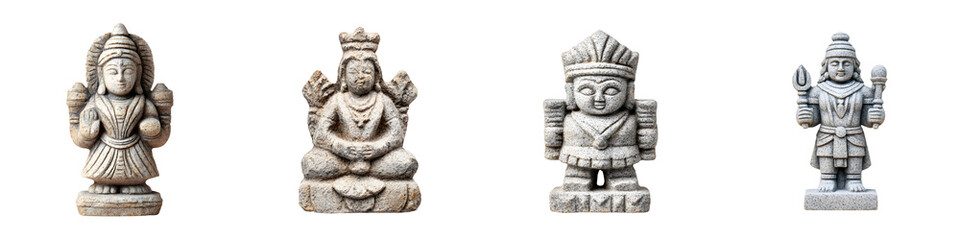 Obraz premium Ancient Stone Figurines: Cultural Artifacts Depicting Deities and Symbols