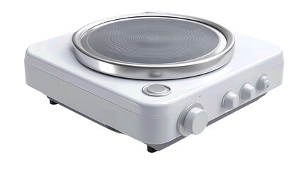 Fototapeta premium Modern lab magnetic stirrer with unlabelled controls and minimal form, isolated on transparent background. 