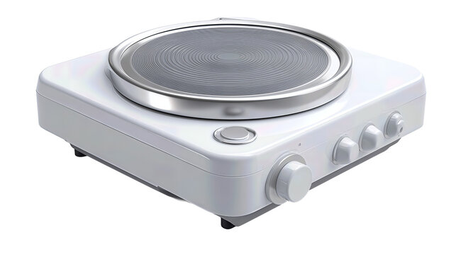 Modern lab magnetic stirrer with unlabelled controls and minimal form, isolated on transparent background.
