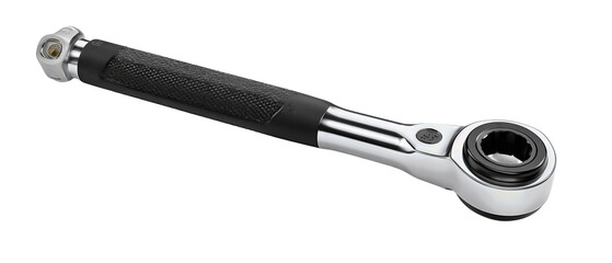 Professional torque wrench for precise tightening, slim and durable form, isolated on transparent background.
