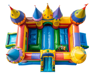  Top-Down View of Inflatable Castle with Open Play Area, Isolated on Transparent Background