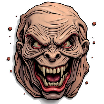 A distorted face its features twisted in rage molded and sculpted from clay as a way to externalize and release anger.. Vector illustration