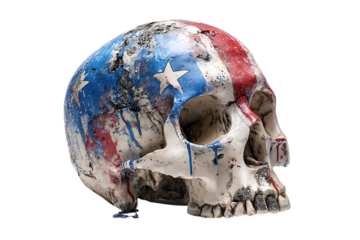 Human skull painted with abstract design. Concepts,  art, mortality, symbolism.