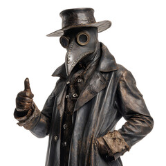 Steampunk plague doctor gives thumbs up.