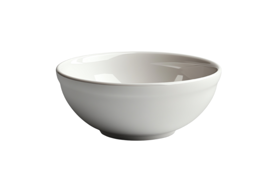 A pristine white bowl on a transparent background, perfect for showcasing culinary delights or interior designs.