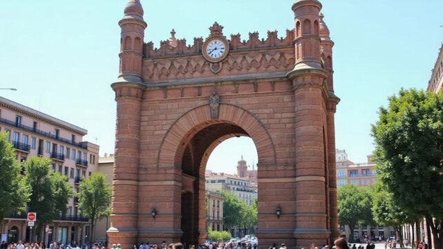 Amazing Arc de Triomf at Barcelona Barcelona Province Spain. Skyline City Historic.