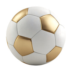 3D Golden & White Soccer Ball. Trophy, Win, Sport.