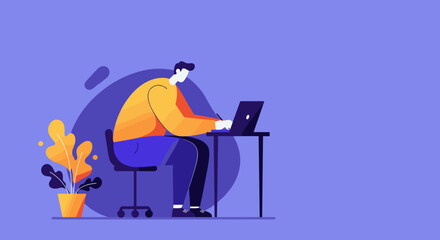 Creative professional working diligently at a desk with a laptop and digital pen, illustrating remote work, graphic design, or online education concepts.