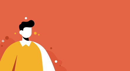 Bright, modern illustration of a person with copy space on an orange background, perfect for business, marketing, and digital content.