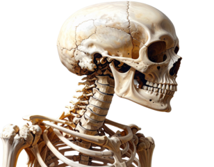  Detailed Cervical Spine Anatomy, Front View, Isolated Transparent Background PNG