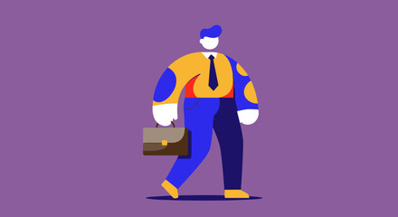 Stylized business person walking with a briefcase, representing professional ambition, career journey, or daily commute. Ideal for concepts of work, employment, and success.