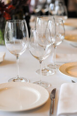 empty glasses on a served table