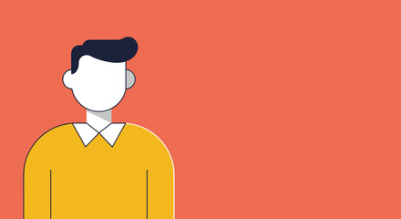 Minimalist illustration of a person in a yellow sweater with copy space. Ideal for business, technology, or lifestyle concepts, representing individuality or a generic user profile.