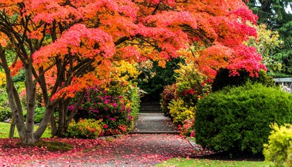 Fall colors in a garden path