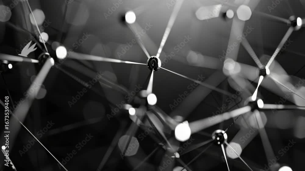 Poster microscopic view of a network of neurons, showcasing the complexity and connectivity in the brain's 