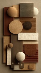 Abstract geometric composition of various textures and shapes