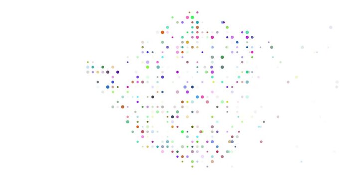 Digital Animation of Colored Dots Zooming into Zimbabwe Silhouette