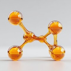 Abstract amber molecule structure on a light gray background