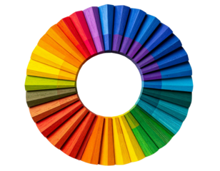  Top-Down Perspective of Rainbow Hula Hoop Lying Flat, Isolated on Transparent Background