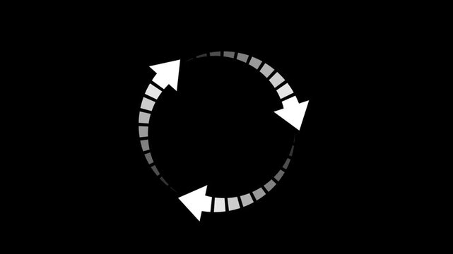 animation circular arrow arrangement with gradient blocks on a black background view