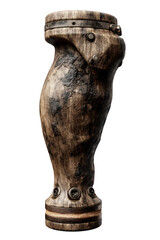 wooden pirate peg leg prosthetic, isolated on white background