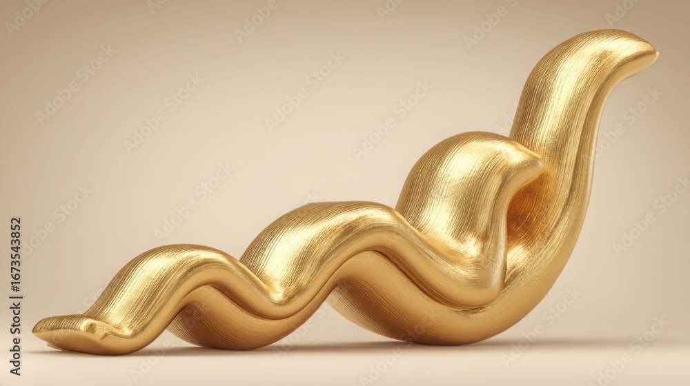 Poster An artistic gold sculpture representing creativity and craftsmanship in a minimalist style with unique design elements