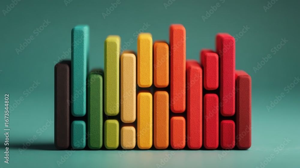 Poster colorful stack of blocks representing an inflation hedging grid icon concept visual matrix for finan