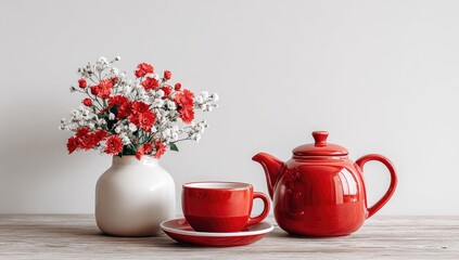 Red and white floral still life