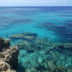 Obraz premium Rocky coastline with clear blue water