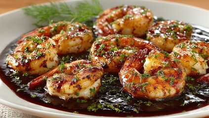 Shrimp in a rich brown sauce