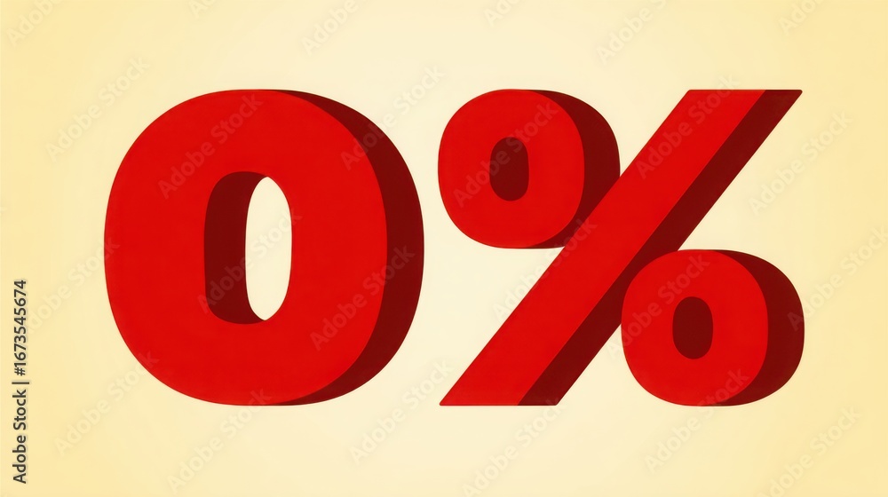 Aufkleber abstract visualization of a red percentage sign representing interest rate policy in a financial con