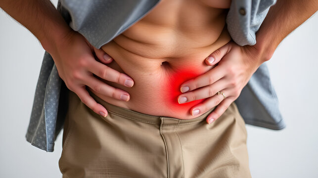 Man Experiencing Groin Discomfort and Pain Symptoms