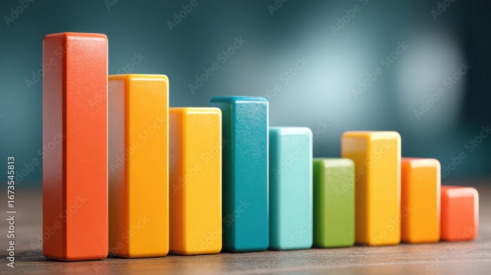 Aufkleber row of colorful blocks illustrating interest rate spread as a minimalistic chart depicting financial