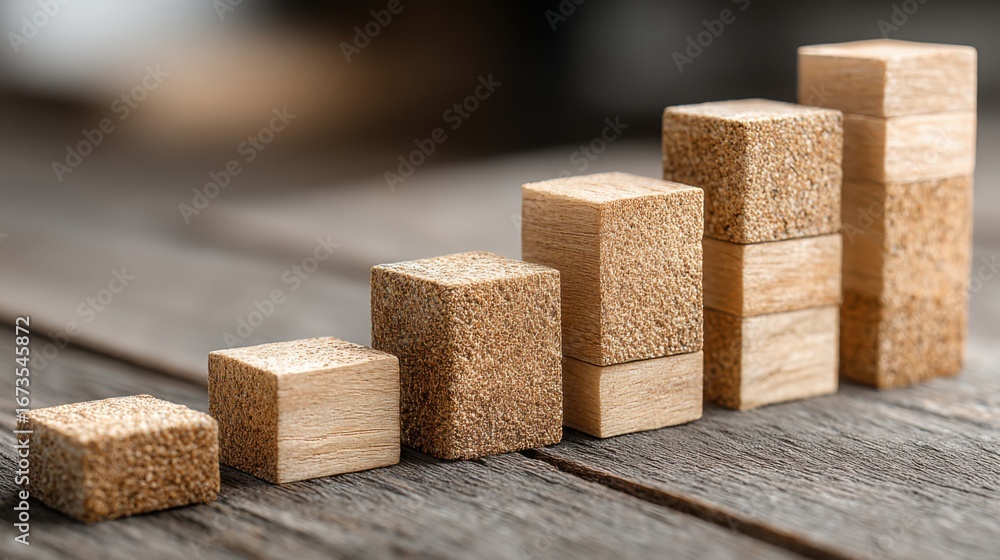Aufkleber wooden block symbolizing interest rate spread matrix as a structured comparison in financial visuali