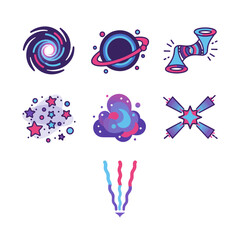 Obraz premium Vibrant cosmic illustrations for creative projects, space themed designs, and modern branding needs 