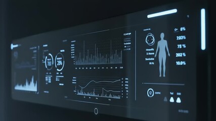 Futuristic health monitoring dashboard displaying data