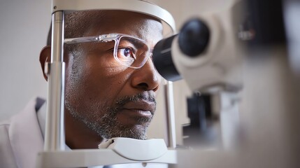 Ophthalmologist Conducts Eye Exam with Slit Lamp