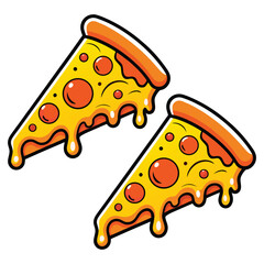 Bright and fun vector illustrations featuringcheesy pepperoni pizza slice. Perfect for stickers, menus, branding, and digital art projects