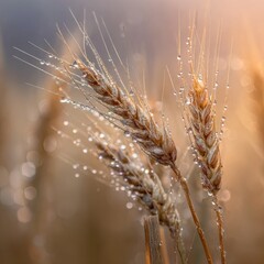 Golden Grain Adorned with Morning Dew
